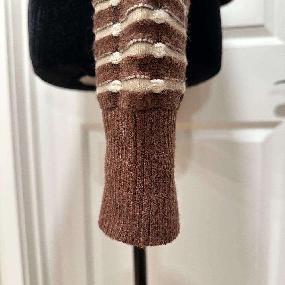 Anthropologie Better Garment Brown Cream Collared Sweater Size Small - Picture 5 of 16